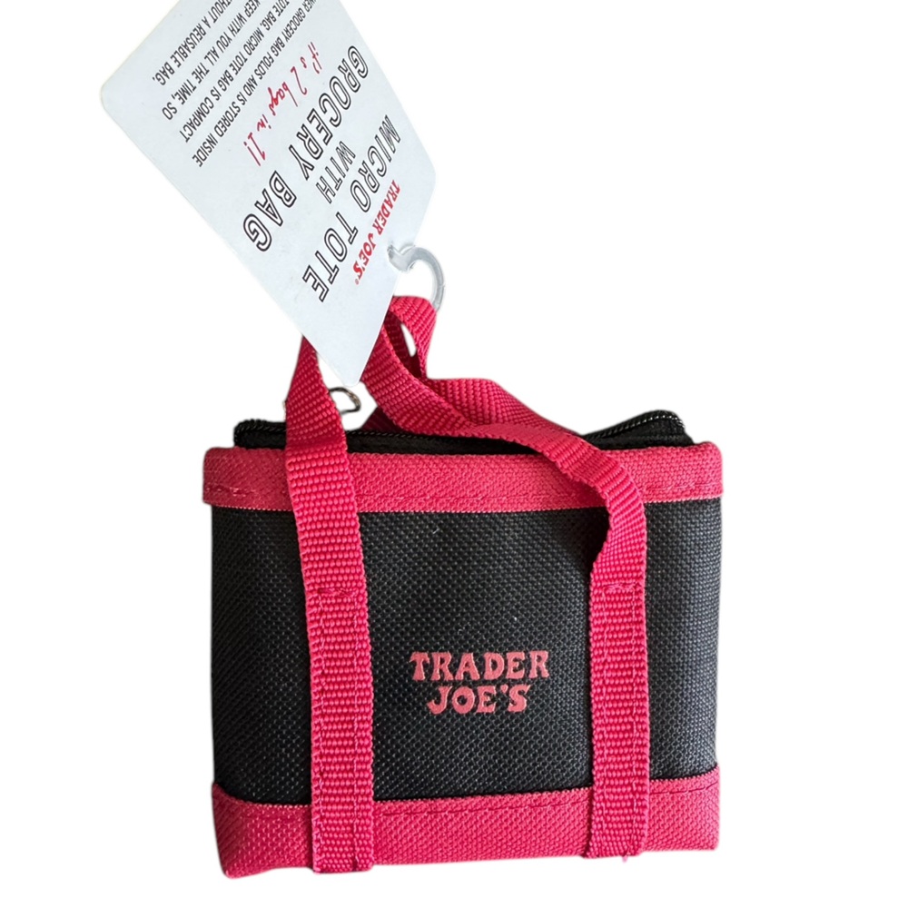 Trader Joe's Black and Red Micro Tote Bag